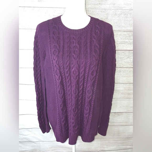 L.L. Bean Cotton Cable Knit Sweater Size XL - Picture 1 of 4